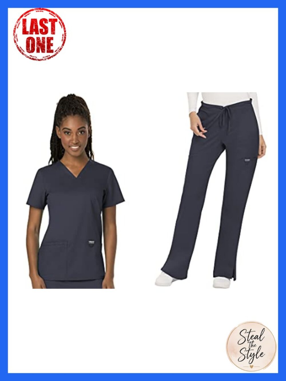 Women's Scrub Set V-Neck Top Straight Leg Pants 8 Pockets Medical Uniform
